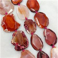 Natural Agate Slice Beads Red Dye Freeform, approx 20-35mm