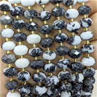 Natural Zebra Jasper Beads Faceted Rondelle Black White, approx 6-10mm