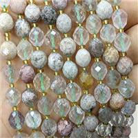 Natural Green Chlorite Quartz Beads Faceted Rice, approx 8-10mm