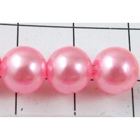 pearlized plastic beads, round, hot-pink