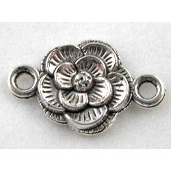 Tibetan Silver flower connector, Non-Nickel