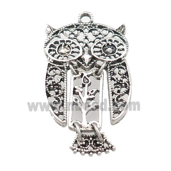 Tibetan Sytle Zinc Owl Charms Pendant Antique Silver