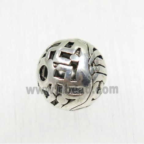 round tibetan silver zinc hollow beads, non-nickel