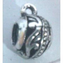 Round tibetan silver hanger bead, lead free and nickel free