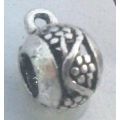 Round tibetan silver hanger bead, lead free and nickel free