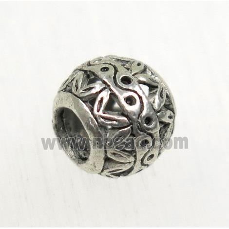 round hollow tibetan silver zinc beads, non-nickel