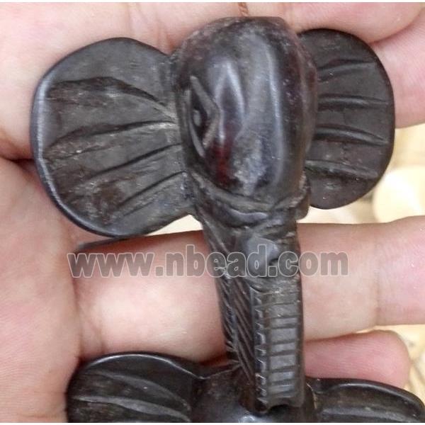 antique cattle bone beads, elephant, black