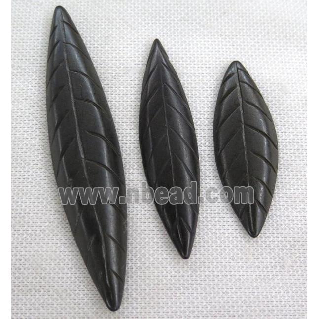 black cattle bone pendant without hole, leaf