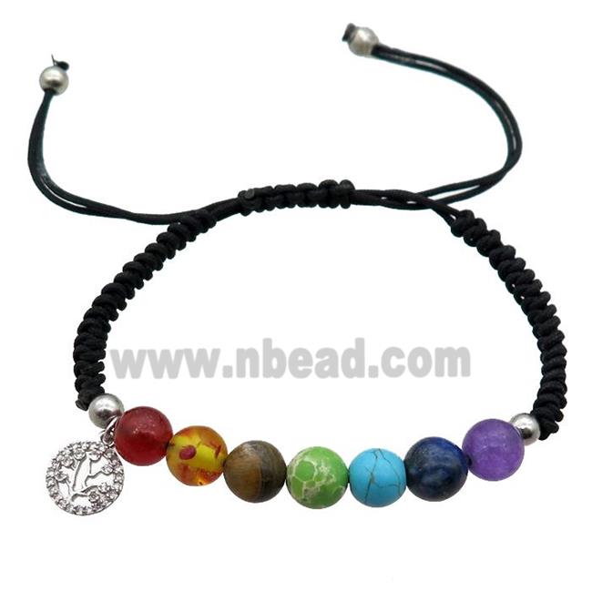 Gemstone Chakra Bracelet, adjustable