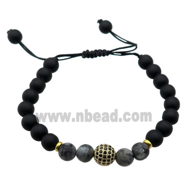 matte black onyx agate bracelet, adjustable