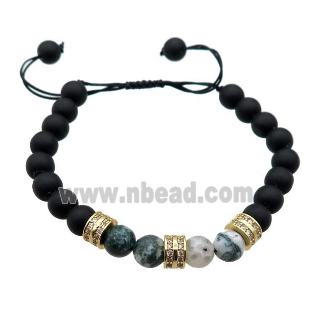 black matte onyx agate bracelet, adjustable