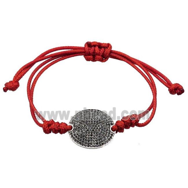red Waxed Fabric Bracelet, adjustable