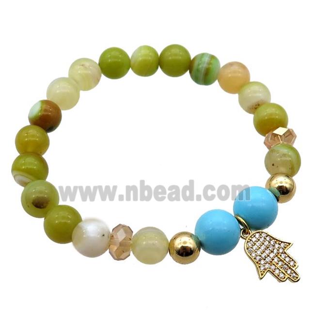 olive Agate Bracelet, stretchy