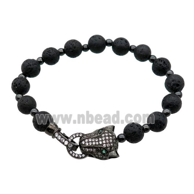 black Lava stone bracelet, stretchy