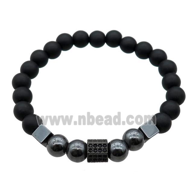 black matte Onyx Agate Bracelet, stretchy