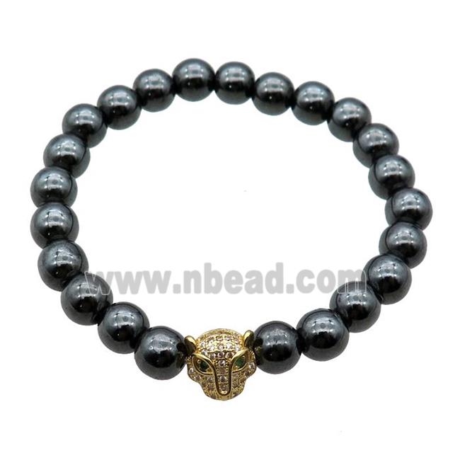 black Hematite Bracelets with foxhead, stretchy