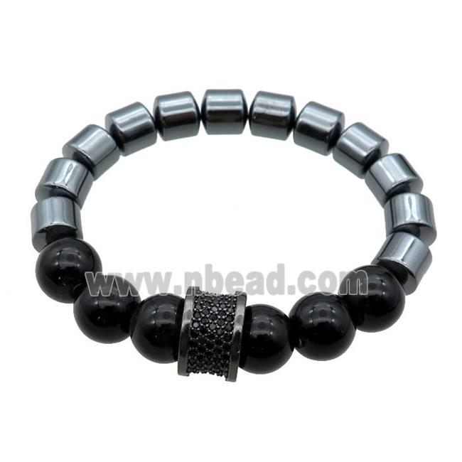 black Hematite and onyx Bracelets, stretchy