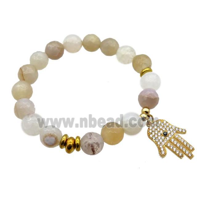 agate bracelets with hamsahand, stretchy