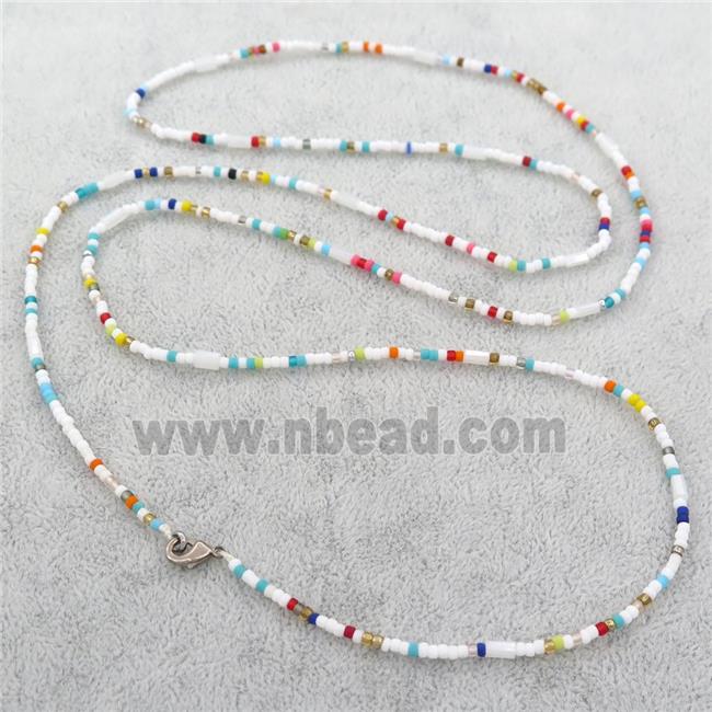 Glass Seed Beaded Necklace, multicolor