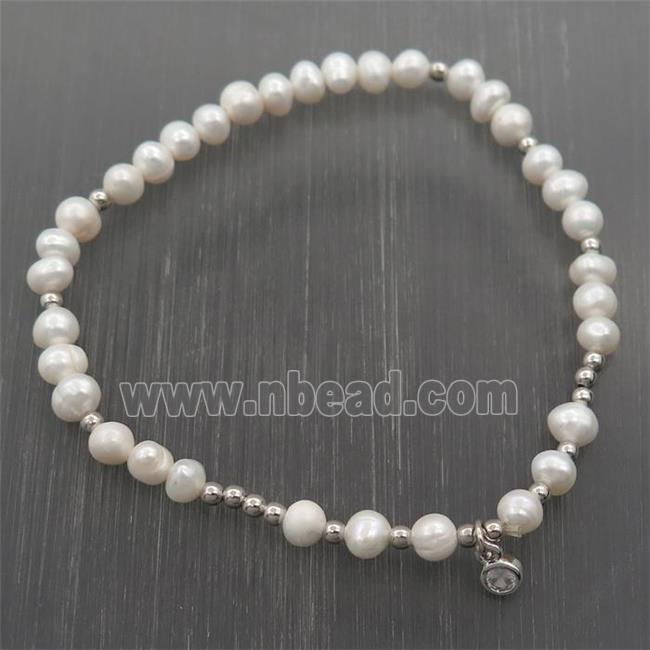 white Pearl Bracelet, stretchy