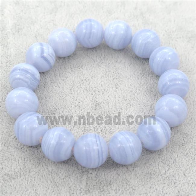 Blue Lace Agate Beaded Bracelet, stretchy