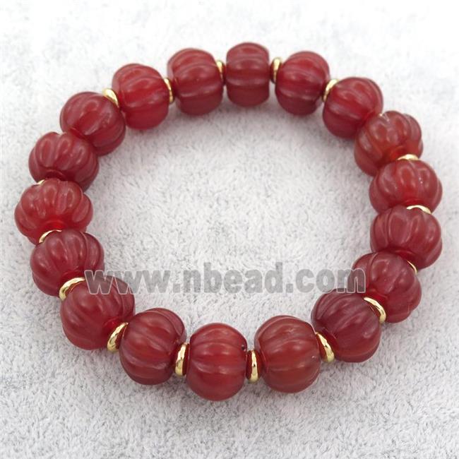 red carnelian agate bracelet, stretchy