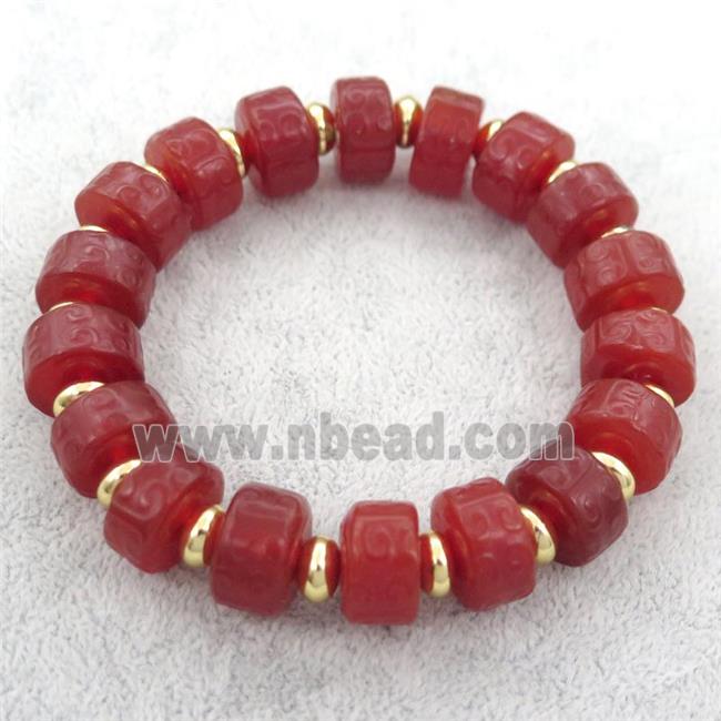 red carnelian agate bracelet, stretchy