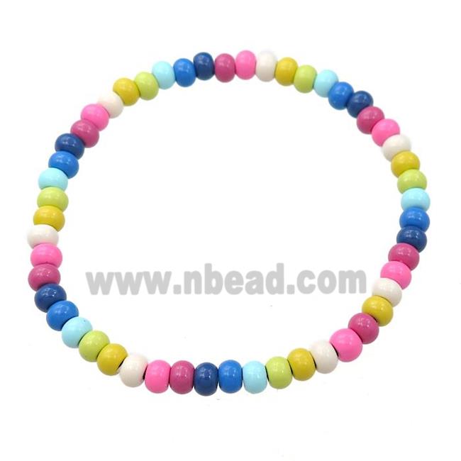 alloy Bracelets, multicolor, enameled, stretchy