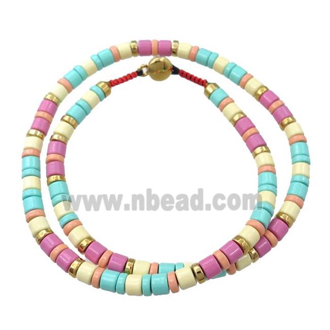 alloy Bracelets, enameled, multicolor