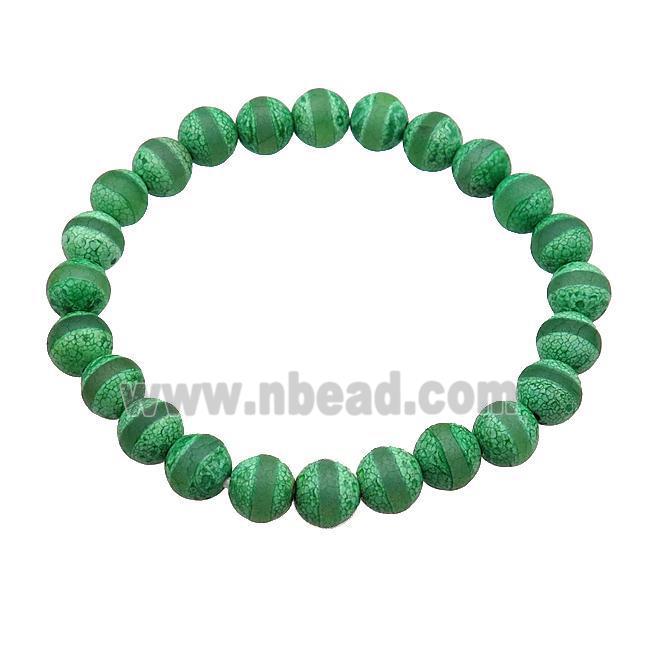 green stretchy Tibetan Agate Bracelet round