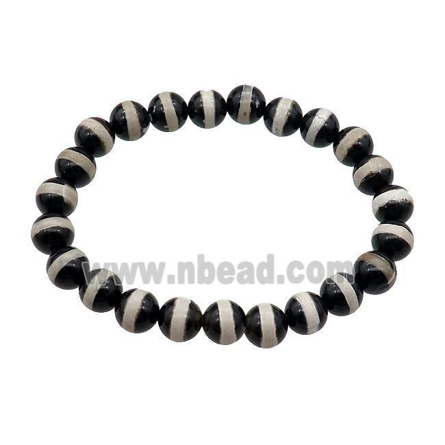 black stretchy Tibetan Agate Bracelet round line