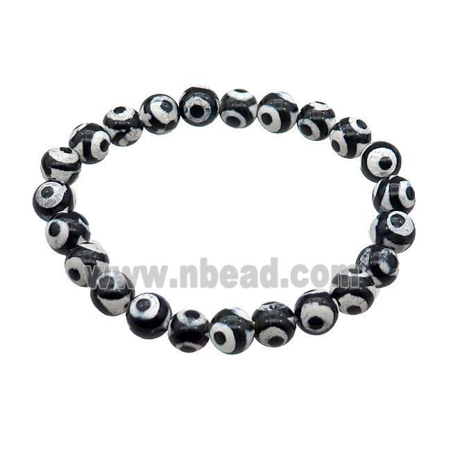 stretchy black Tibetan Agate Bracelet Evil Eye round