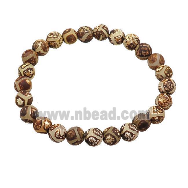 stretchy Tibetan Agate bracelet football round