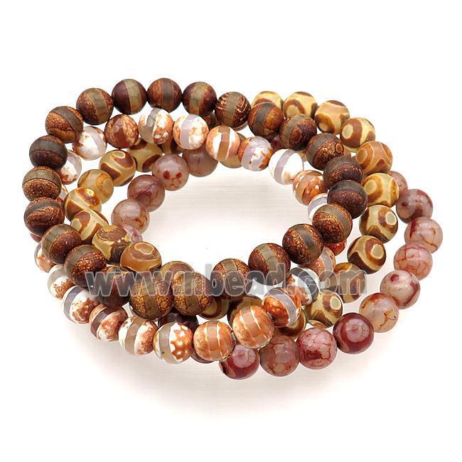 mix Tibetan Agate bracelets stretchy round
