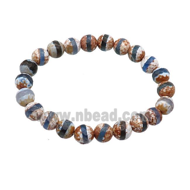 Tibetan Agate Bracelet Stretchy faceted round