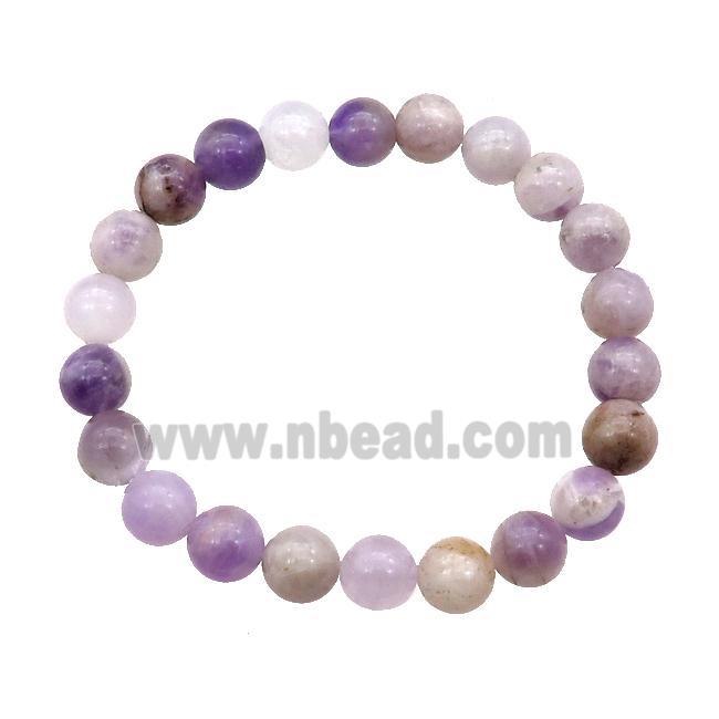 Purple Chalcedony Bracelet Stretchy Round