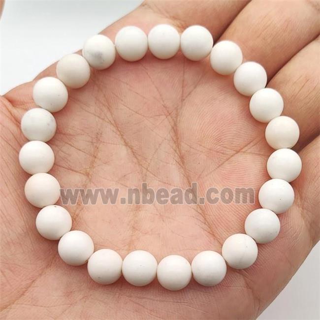 White Ivory Jasper Beads Stretchy Round