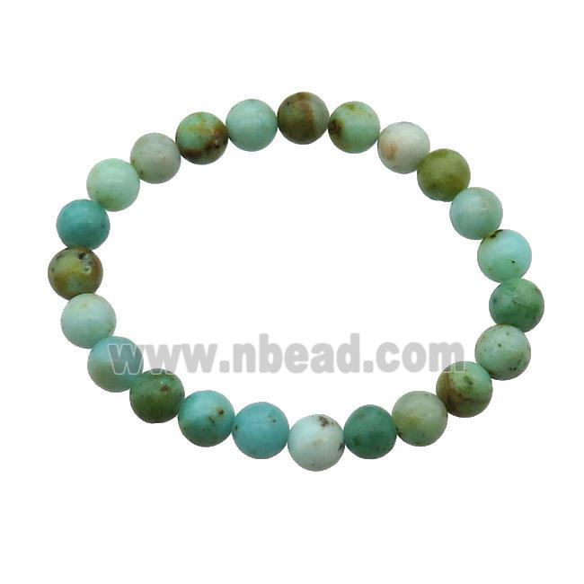 Green Mongolian Turquoise Bracelet Stretchy Round