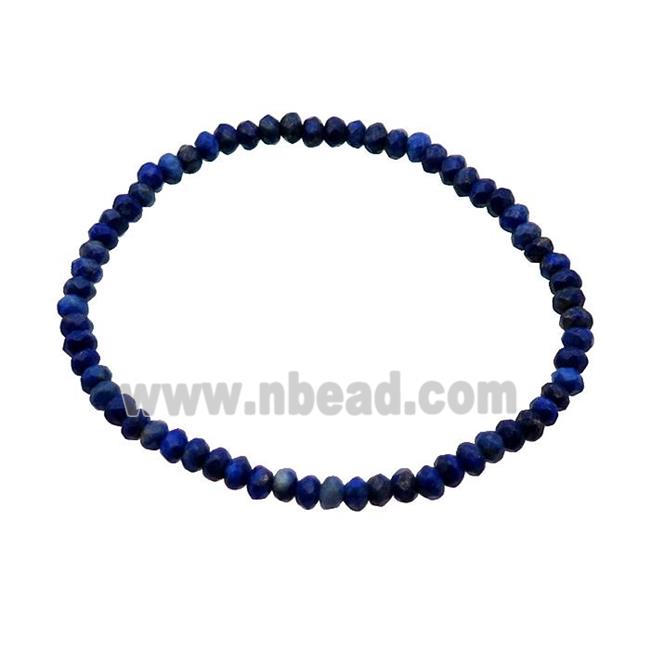 Blue Lapis Lazuli Bracelet Stretchy Faceted Rondelle