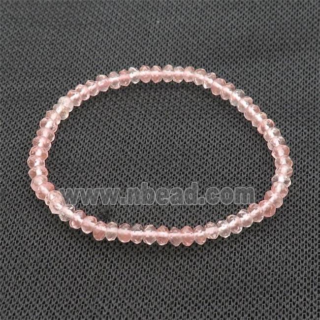 Pink Synthetic Watermelon Quartz Bracelet Stretchy