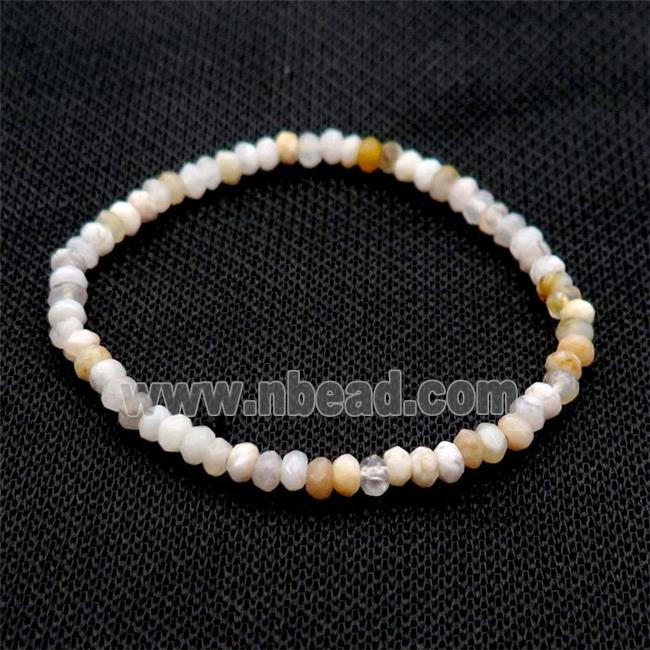Zhuye Bamboo Agate Bracelet Stretchy Faceted Rondelle