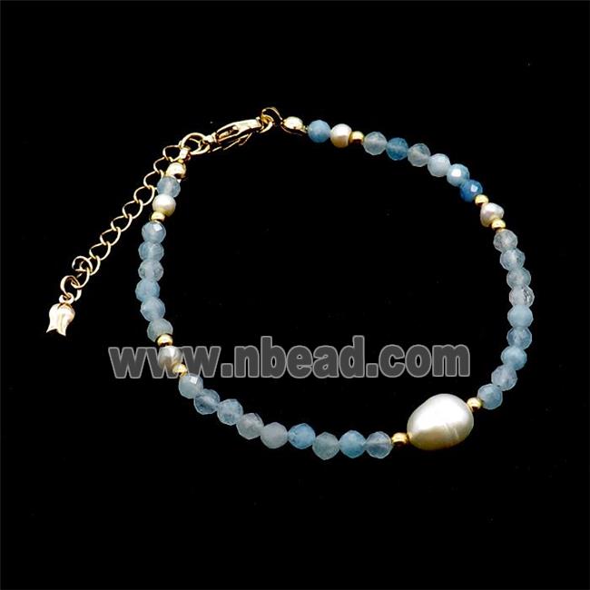 Aquamarine Bracelet With Pearl