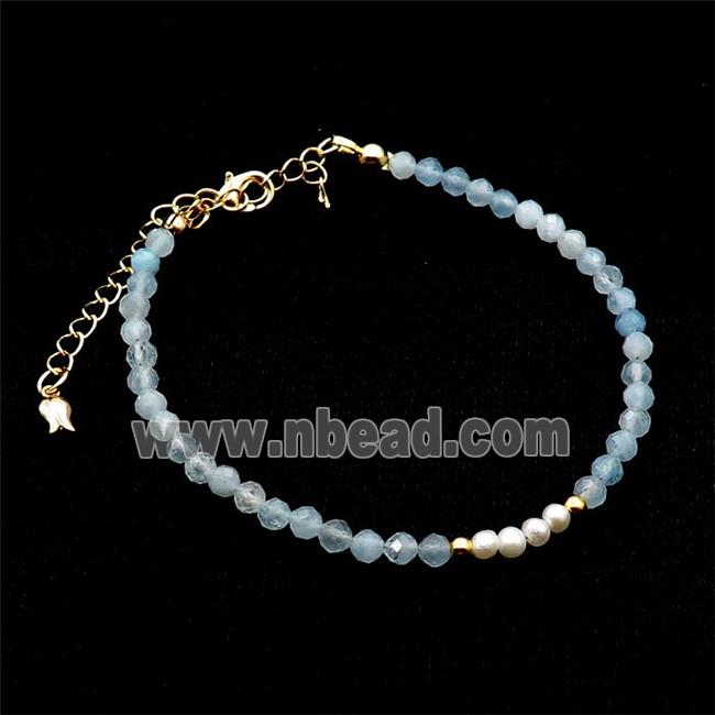 Aquamarine Bracelet With Pearl
