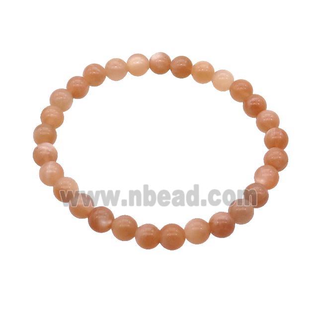 Natural Peach Sunstone Bracelet Stretchy