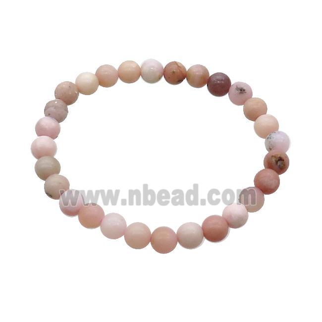 Pink Opal Bracelet Stretchy Round