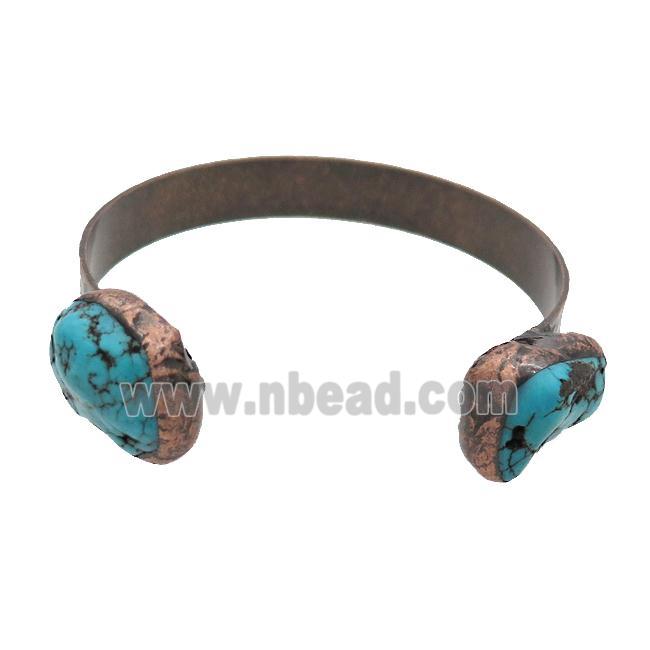 Copper Bangle Pave Turquoise Antique Red