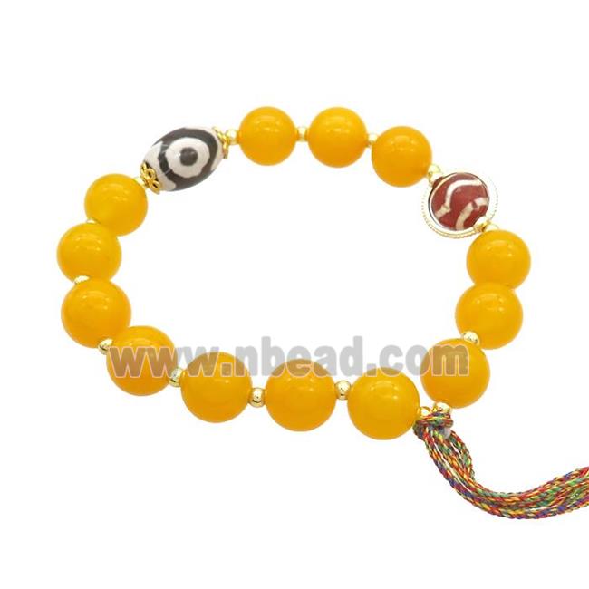 Yellow Agate Bracelets Dye Stretchy Tassel