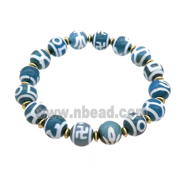 Blue Tibetan Agate Bracelets Stretchy