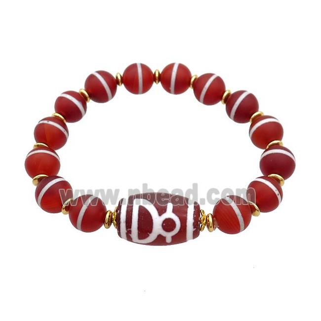Tibetan Agate Bracelets Red Stretchy