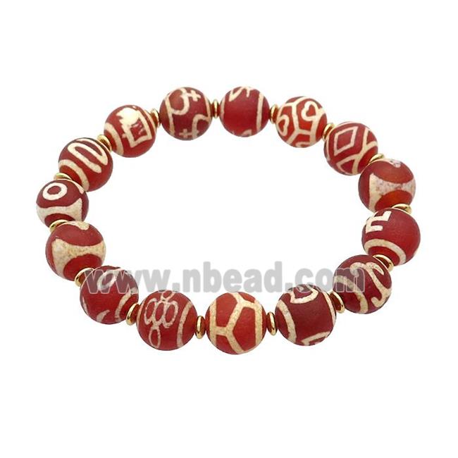 Tibetan Agate Bracelets REd Stretchy